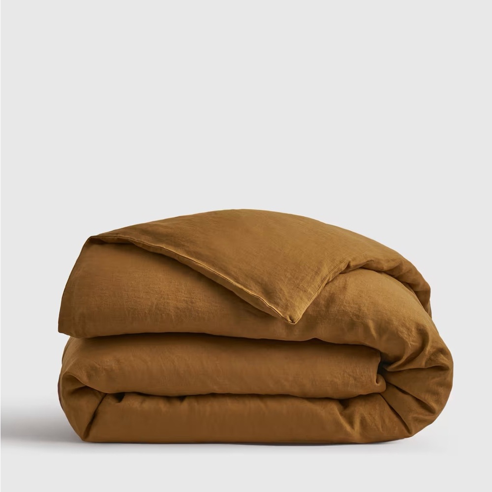 Quince Twin Linen Duvet Cover in Tobacco (1 of 2 sets)